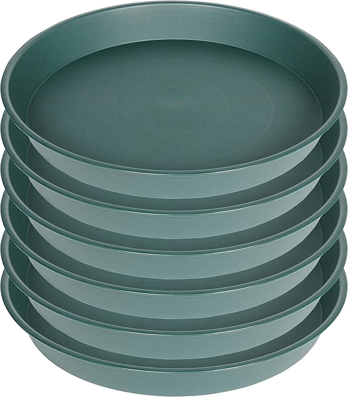 6 Pack of 10 inch Plant Saucer Bird Bath Bowl, Heavy Duty Plastic Plant Saucer 10 inch Round, Durable Plant Tray for Pots, Plant Saucers for Indoors, Plant Trays for Planter (10", Green)