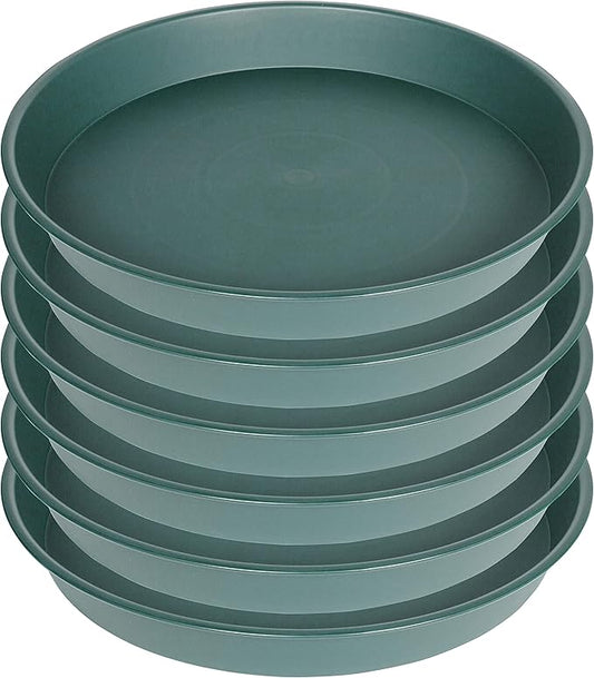 6 Pack of 10 inch Plant Saucer Bird Bath Bowl, Heavy Duty Plastic Plant Saucer 10 inch Round, Durable Plant Tray for Pots, Plant Saucers for Indoors, Plant Trays for Planter (10", Green)