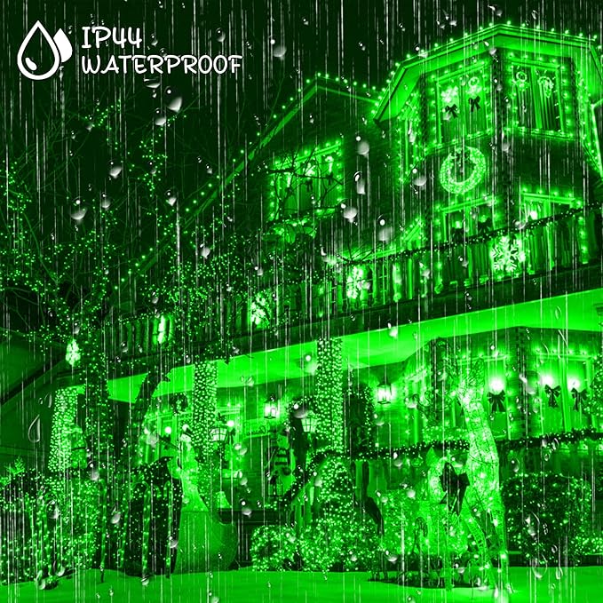 164Ft 500 LED Green Christmas Lights, Waterproof 8 Twinkle with Memory Functions Green String Lights for Indoor Outdoor Tree Garden Christmas Decoration