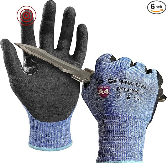 Schwer AIR-SKIN Cut Resistant Gloves AR3900 with Extreme Lightweight & Thin, ANSI A4 Wire Metal Gloves for Refined Work, Touch-screen, Fiberglass-free, 3D-Comfort Fit, Breathable, Non-PFAS, 6 Pair, XL