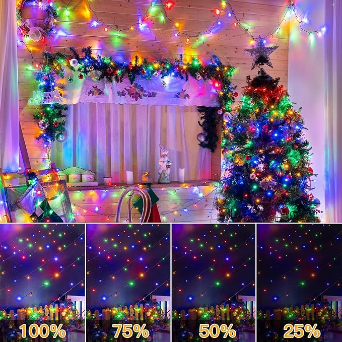 Ollny Christmas Lights, 500LED 164FT Long Christmas Tree Lights with 8 Modes Remote Timer IP44 Waterproof, Outdoor Christmas Lights for Tree House Yard Outside Xmas Decorations Multicolor