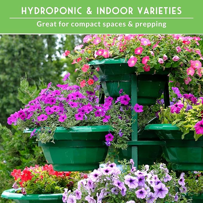 Indoor Garden Vegetables Hydroponic Apartment Garden - Non-GMO Heirloom Vegetable Varieties for Small-Space Patio Garden - Hydroponics-Friendly - Plant Indoors or Outdoors - Survival Garden Seeds