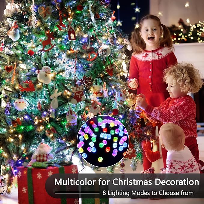 Toodour Christmas Lights RGB String Lights, 66ft 200 LED Color Changing String Light with Remote & Timer, Waterproof Xmas Tree Light for Home Yard New Year Party Indoor Outdoor Christmas Decorations