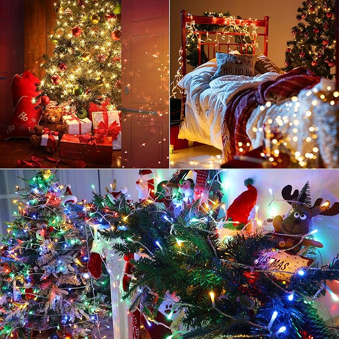 Color Changing Christmas Lights, 338ft 1000 LED Warm White & Multicolor Christmas String Lights with Remote, 11 Modes Fairy Twinkle Lights for Party Garden Holiday Weddings Xmas Tree Decorations