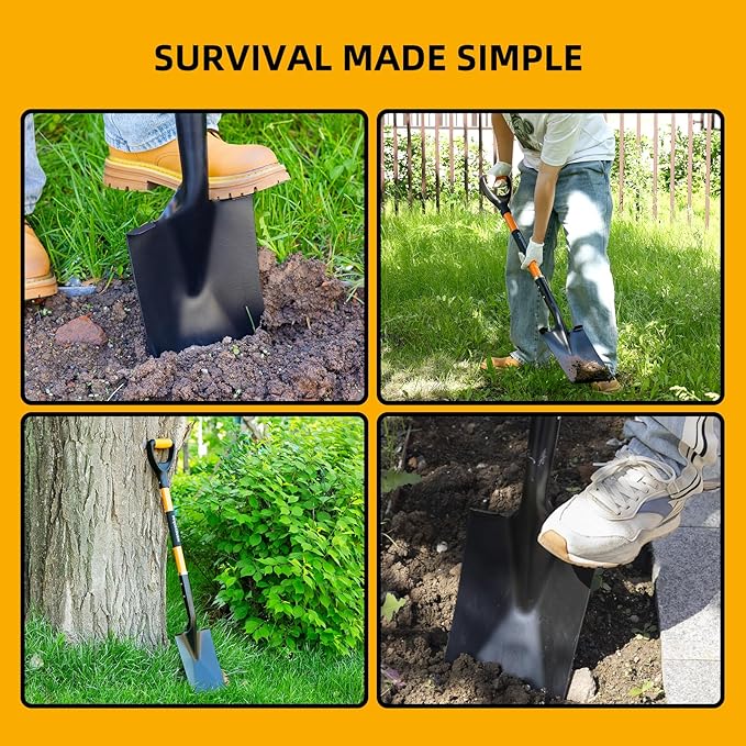 Spade Garden Shovel, Steel Flat Spade with Ergonomic D-Handle, Sharp Blade Square Shovel for Lawn Edging, Digging, Heavy Duty Yard Tool, Easy Cuts in Grass and Turf