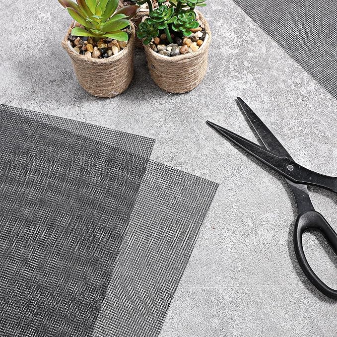 30pcs Plant Pot Mesh Hole Pad, Plant Pot Drainage Mat, 11.8x7.8 Inch Black Square Soil Screen for Pots for Garden Outdoor Potted Plants Keep Soil from Flowing Away