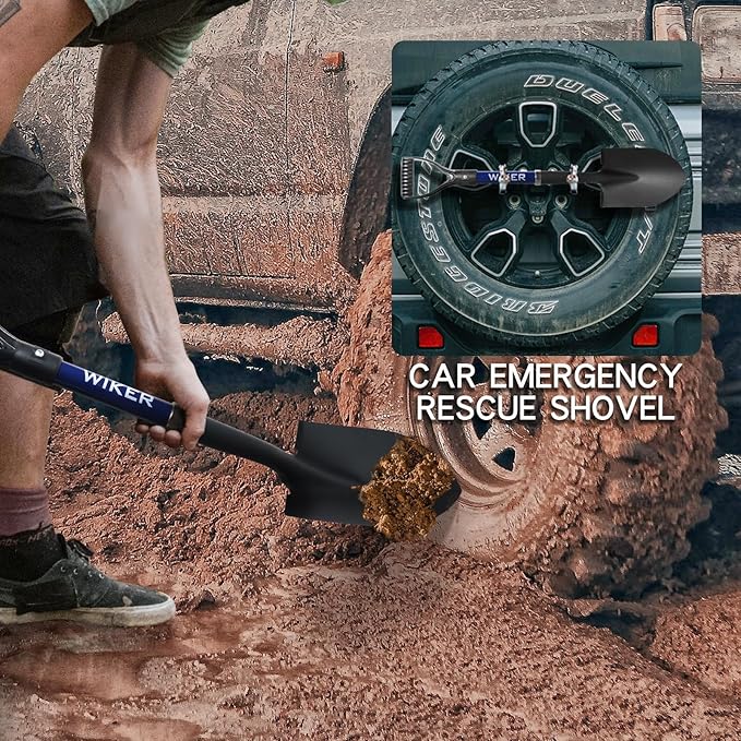 WIKER Kids Shovel,Small Shovels for Digging,Beach Shovels for Kids Heavy Duty,28 Inches,Short Shovel,Metal+Fiberglass,Blue