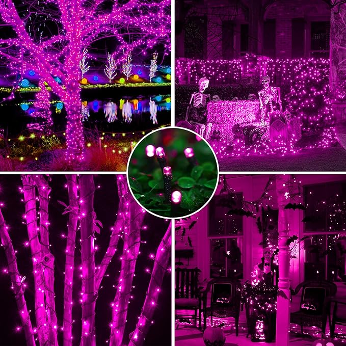 kemooie 300 LED Pink Christmas Lights, 99FT Connectable 8 Twinkle Modes String Lights with Memory Function, Waterproof for Outdoor Indoor Wedding Party Valentine's Day Decoration