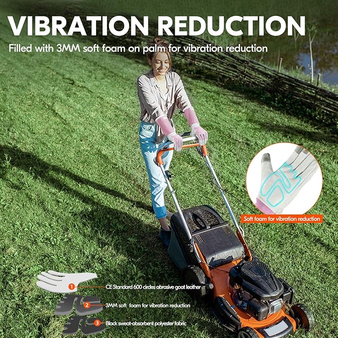 Vgo... 1-Pair Premium Geniune Goat Leather Extra-long Cuff Thornproof, Anti-abrasion, Anti-Impact Gardening Gloves (Size L, White, GA9659)