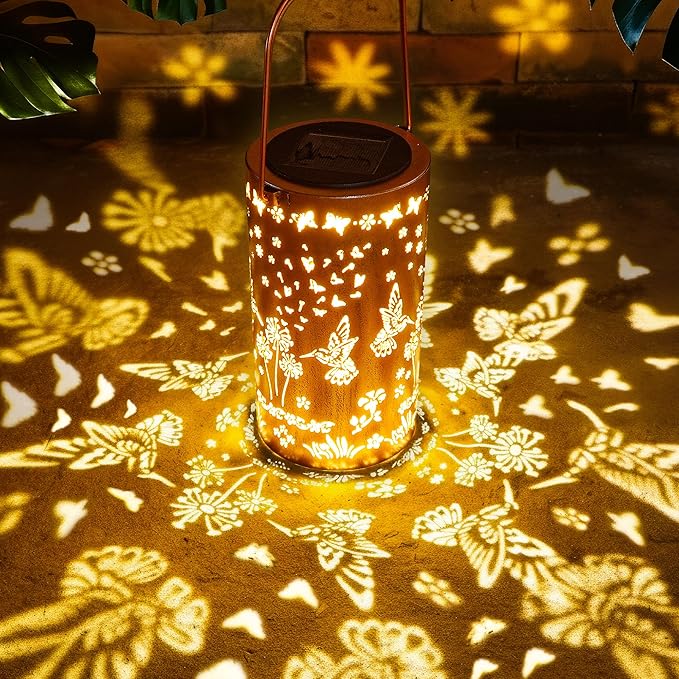 FLAGWIX Sympathy Gifts for Loss of Loved One - Christmas Memorial Solar Lanterns Outdoor Waterproof Decor - Hummingbird Gifts for Women, Memorial Gift for Mom Grandma, Decorative Lantern for Garden