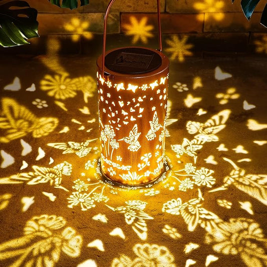 FLAGWIX Christmas Hummingbird Gifts for Women Men - Solar Lanterns Outdoor Waterproof - Garden Decor for Outside, Birthday Gifts for Mom Grandma, Decorative Lantern for Garden Yard Patio Balcony Porch