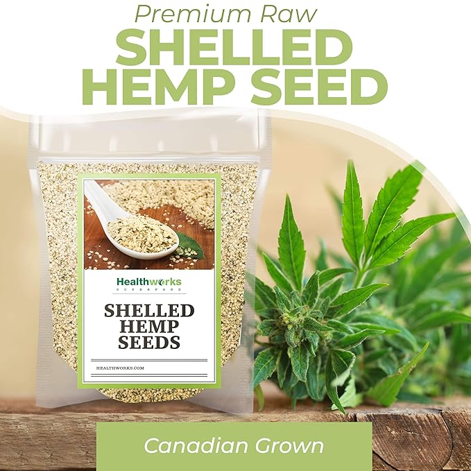 Healthworks Superfood Shelled/Hulled Hemp Seeds Canadian - 32 Oz / 2 Lbs - Premium & All-Natural - Contains Omega 3 & 6, Fiber and Protein - Packaging May Vary
