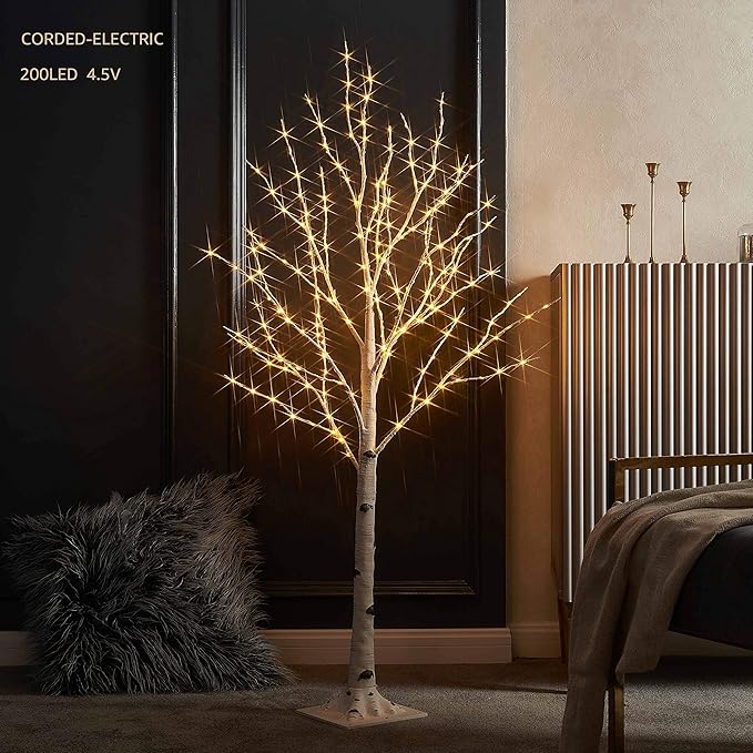 LITBLOOM Lighted Birch Twig Tree with Fairy Lights 4FT 200 LED Lights for Indoor Outdoor Home Christmas Holiday Decoration