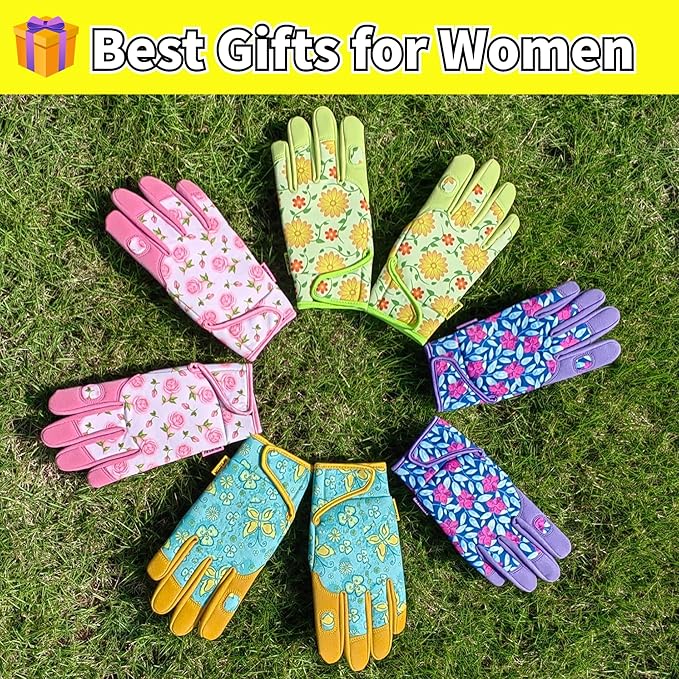 Thorn Proof&Puncture Resistant Gardening Gloves with Grip,Garden Glove for Women, Leather Yard Work Gifts