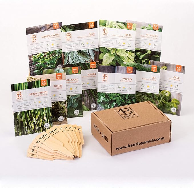Bentley Seed Garden Variety Pack - Non-GMO Heirloom Vegetable Seeds for Planting - Assorted Herb Collection - 11 Herb Packets