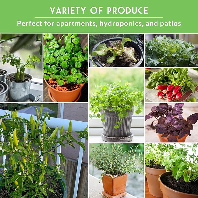 Indoor Garden Vegetables Hydroponic Apartment Garden - Non-GMO Heirloom Vegetable Varieties for Small-Space Patio Garden - Hydroponics-Friendly - Plant Indoors or Outdoors - Survival Garden Seeds