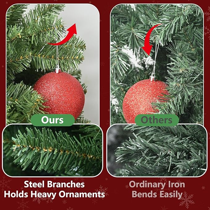 4ft Per-Lit Artificial Christmas Tree with 150 Warm White Lights, Premium Full Hinged Prelight Christmas Tree with 328 Steel Branch Tips, Green Xmas Tree for Easy Holiday Setup, Foldable Base