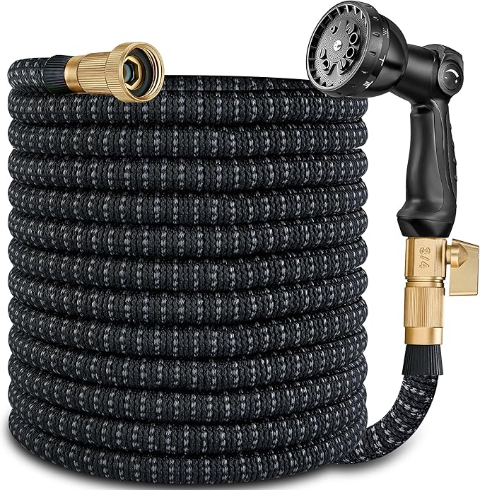 50 FT Garden Hose Expandable Hose-2025 Upgraded Flexible Water Hose, Car Wash Hose with Extra-Strong Brass Connectors,Superior Strength-4-Layers Latex - Kink-less Lightweight Expanding Hose