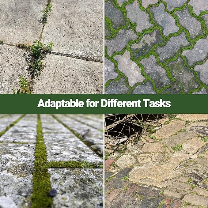 58in Crack Weeder with Spring Steel L-Shaped Blade Adjustable Stainless Steel Handle Garden Crevice Weeding Tool for Sidewalks, Driveways, and Patios