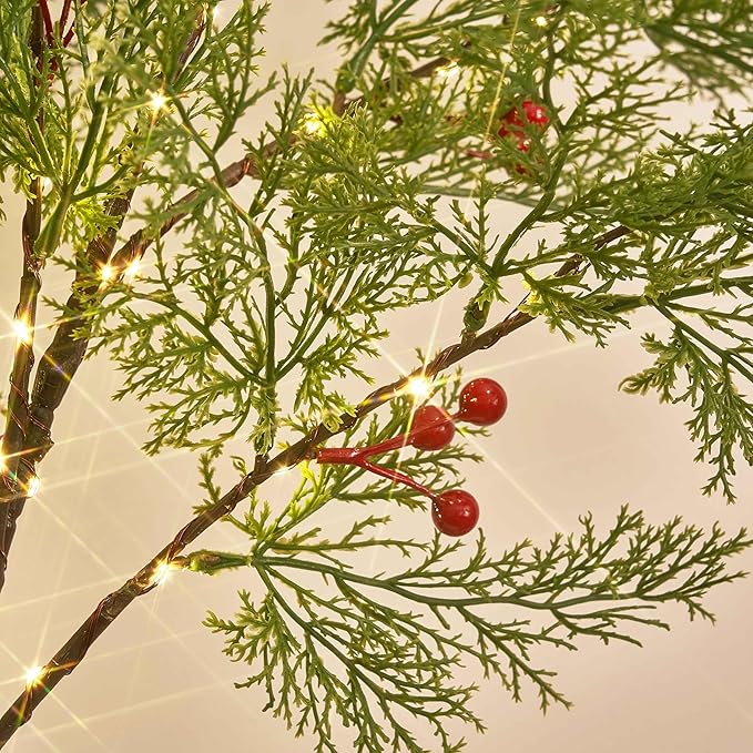 Birchlitland LED Cadar Tree 4FT 90L Warm White Fairy Lights, Lighted Trees for Indoor Outdoor Home Thanksgiving Christmas Holiday Decoration
