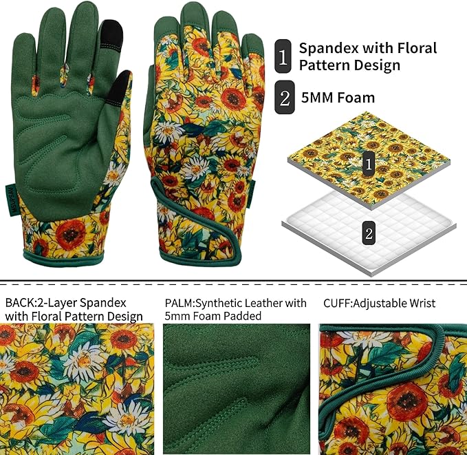 Thorn Proof&Puncture Resistant Gardening Gloves with Grip,Garden Glove for Women, Leather Yard Work Gifts