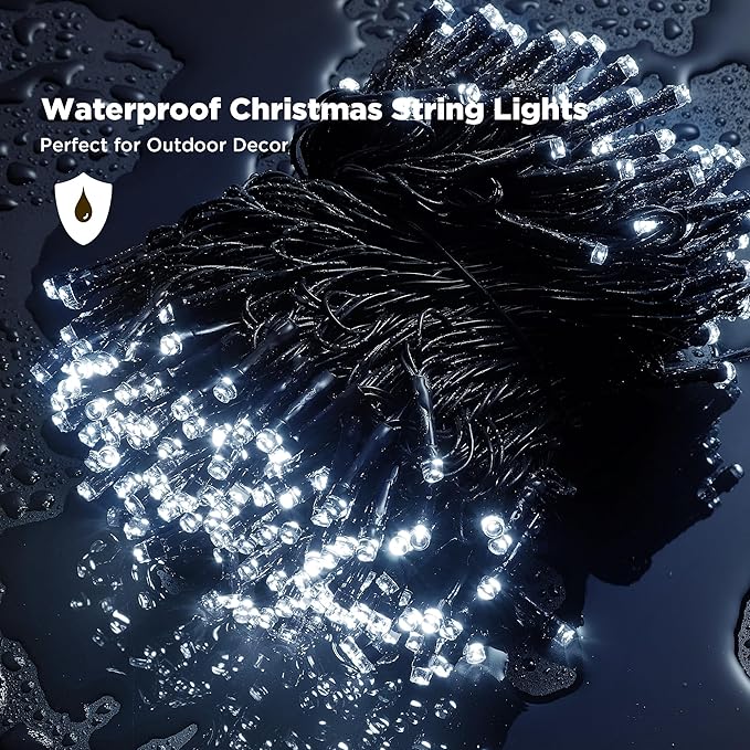 WBao Christmas Lights Indoor Outdoor 300LED 108ft, Super Bright LED Christmas String Lights with UL Certified, 8 Modes, Timer, Connectable & Waterproof for Trees, Patio, Xmas Party Decor, Cool White