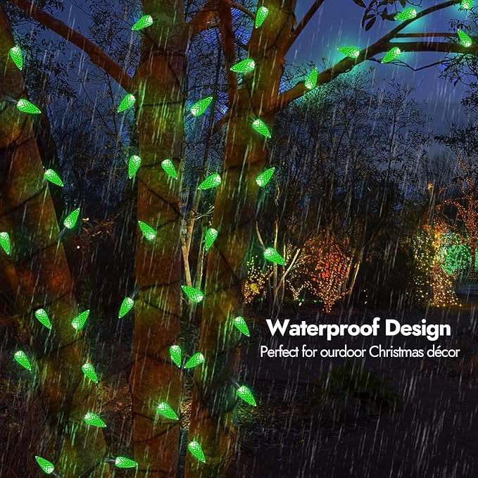 WBao C6 60 LED 20ft Battery Operated Christmas String Lights with 8 Modes, Timer, Waterproof Design for Indoor Outdoor Christmas Trees, Fence, Stairs Xmas Decorations, Green