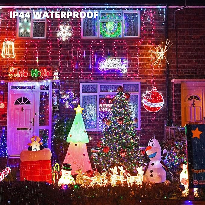 TW SHINE Christmas Lights, Total 400 LED 132FT Outdoor Christmas Lights Plug in with 8 Modes, Waterproof Multi Colored Light Outdoor, Indoor Xmas Decorations for Party Yard Decor
