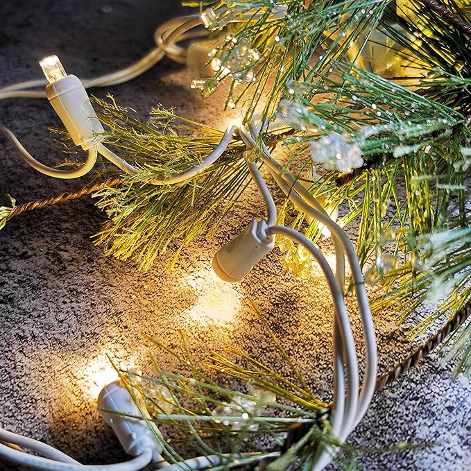 Christmas Lights 50 LED 17FT Commercial Mini LED String Lights, 120V UL, White Wire Xmas Lights for Indoor & Outdoor Use, Holiday Party Decorations,Trees, Light Displays (Warm White)