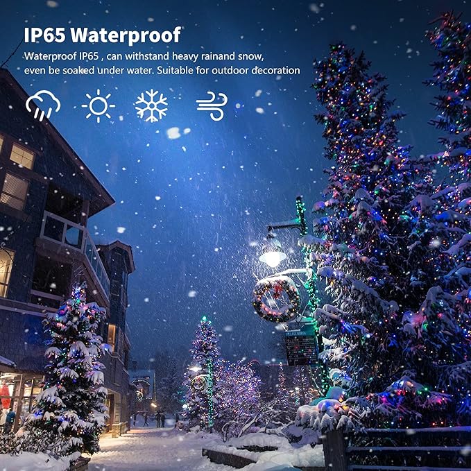 LJLNION 1000 LED Fairy String Lights, 328FT Long Outdoor Christmas Lights, Waterproof IP65 Green PVC Copper Wire Lights, 8 Lighting Modes Plug in for Xmas Tree Holiday Party Wedding Decor, Multicolor