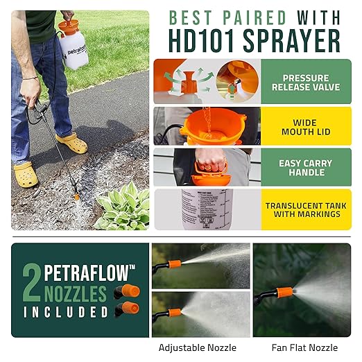 PetraMax Lockscape 64 oz Ultimate Mulch Glue for Landscaping Bundle with HD101, 1 Gallon Pump Garden Sprayer for Easy Hold Landscape