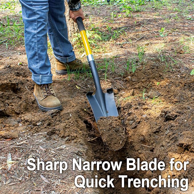 Shovel for Digging, Heavy Duty Shovel with Fiberglass Handle, 58 Inches