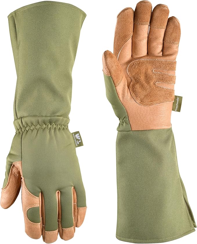 Wells Lamont Rosetender Gardening Gloves for Women – Thorn Proof Garden Gloves, Grain Leather Long Gloves for Pruning & Yard Work, 4129-300, X-Large