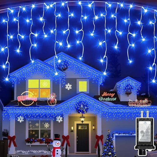 1620 LED Christmas Lights Outdoor 164 FT with 360Drops, Christmas Decorations Hanging Lights 12 Modes, Dimmable Outsite Fairy String Lights for Wedding Party Holiday Winter Wonderland Decor Blue