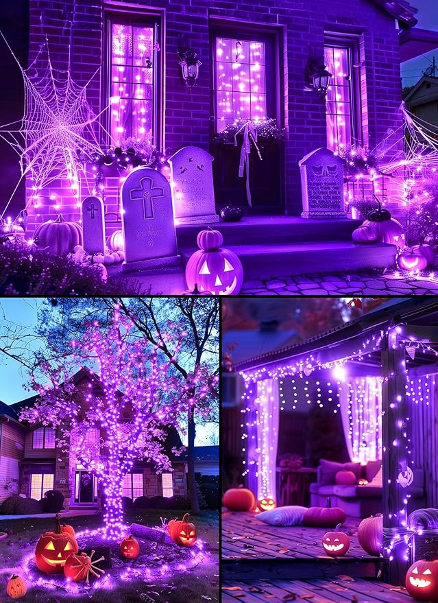 Halloween-Lights-Indoor, 100 LED 39 FT Purple Mini String Light Twinkle Lights USB with Remote & Adapter, Waterproof Tree Lights for Haunted House Window Holiday Party Xmas Christmas Decorations