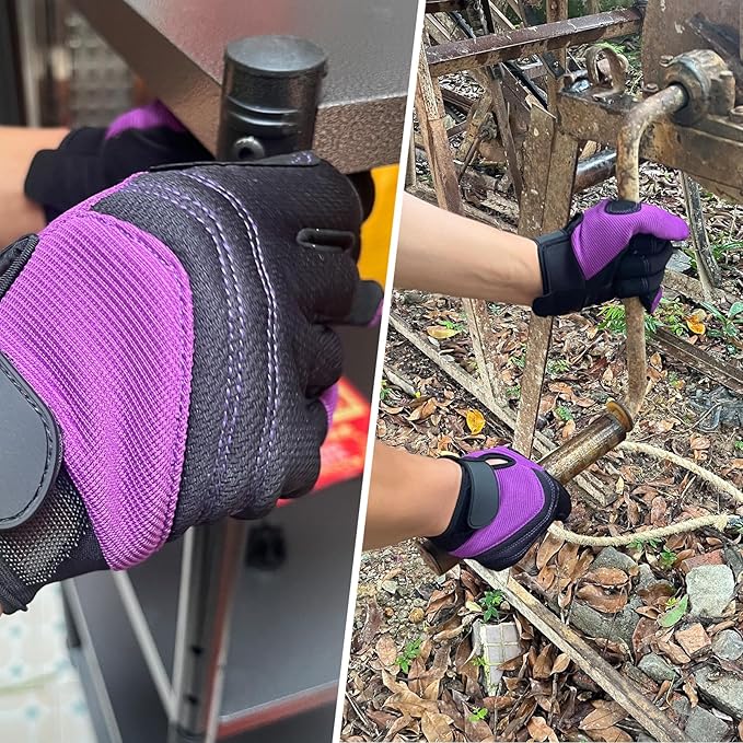 Synthetic Leather Spandex Mechanic Thorn Proof & Puncture Resistant Working Gloves for Men and Women, Safety Work and Gardening, Touchscreen Support