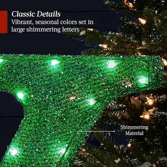 Best Choice Products 3-Piece Christmas Joy Yard Decoration, 32in 3D Lighted Outdoor Holiday Décor w/ 150 LED Lights, Ground Stakes - Red/Gold/Green