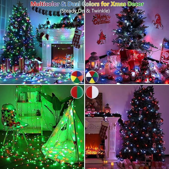 Toodour Christmas Lights RGB String Lights, 33ft 100 LED Color Changing String Light with Remote & Timer, Waterproof Xmas Tree Light for Home Yard New Year Party Indoor Outdoor Christmas Decorations