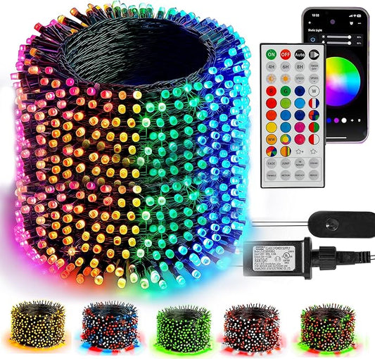TW SHINE Smart Color Changing Christmas Lights Outdoor, 328FT 1000 LED RGB Halloween String Lights with Remote & App Control & Timer Waterproof for Indoor Holiday Xmas Tree Wedding Decorations