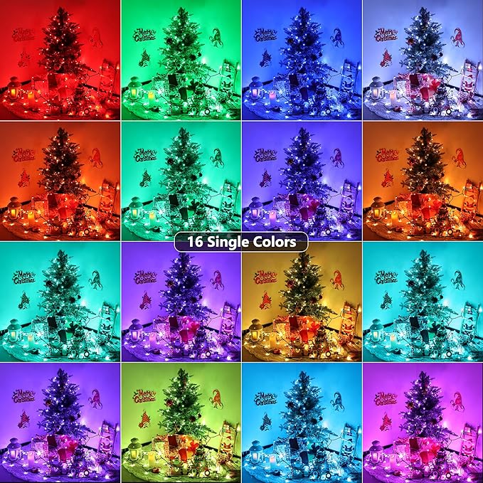 Toodour Christmas Lights RGB String Lights, 164ft 500 LED Color Changing String Light with Remote & Timer, Waterproof Xmas Tree Light for Home Yard New Year Party Indoor Outdoor Christmas Decorations
