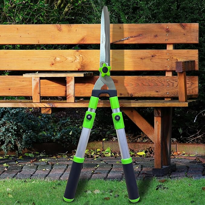 Garden Hedge Shears for Trimming Borders, Extendable Handle Clippers & Shears, Pruning Trimmers with Wavy Blade, Professional Bush Cutter, Gardening Pruners Scissors