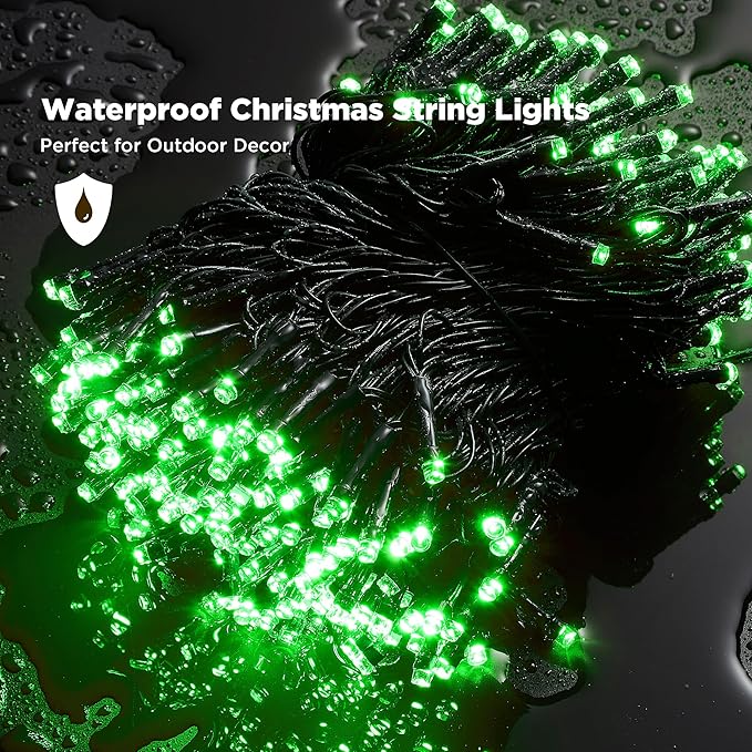 WBao Christmas Lights Indoor Outdoor 300LED 108ft, Super Bright LED Christmas String Lights with UL Certified, 8 Light Modes, Timer, Connectable & Waterproof for Trees, Patio, Xmas Party Decor, Green