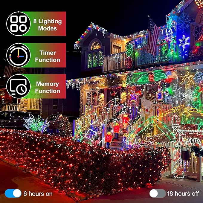 750 LED 256ft Outdoor Christmas Lights, Super Long String Lights 8 Modes Timer Memory, Outsite Waterproof Dark Green Wire Fairy Light Strings for Xmas Tree Wedding Holiday Party Decorations Red