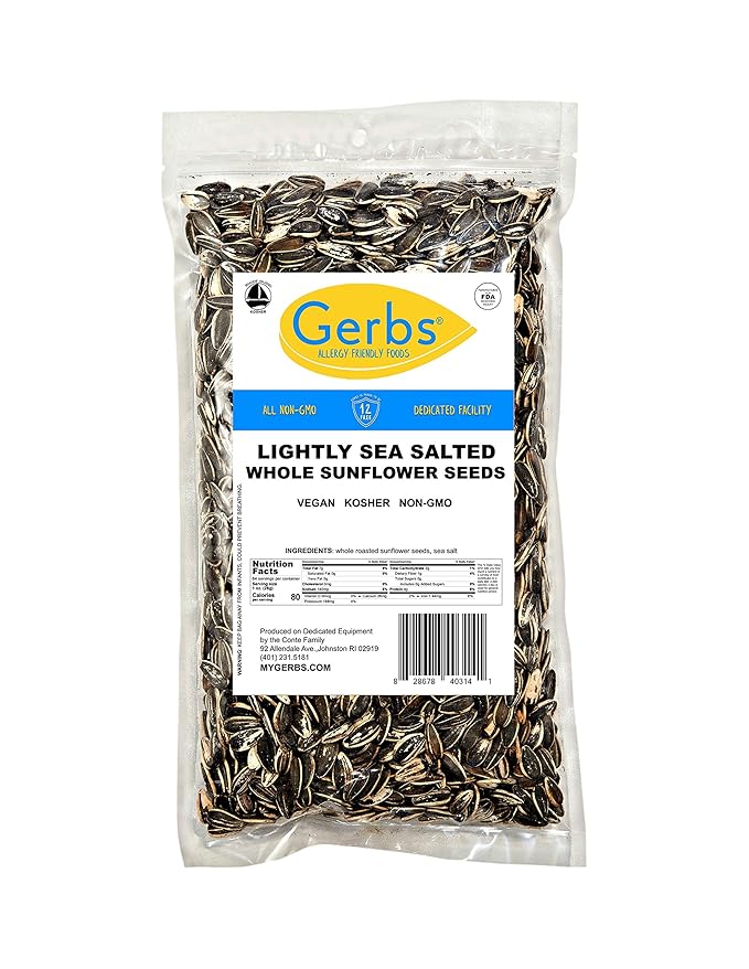 Lightly Sea Salted Sunflower Seed in Shell by Gerbs - 4 LBS - Top 11 Food Allergen Free & Non GMO - Premium Dry Roasted Seeds – COG USA