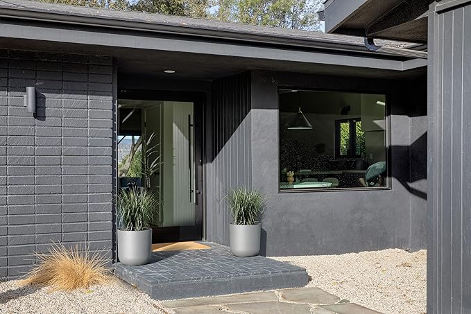 Veradek Round Lima Plastic Planter Pots for Indoor/Outdoor Garden Use, Gray, Suitable for Small to Large Succulent Plants, Flowers, Modern Interior Plants