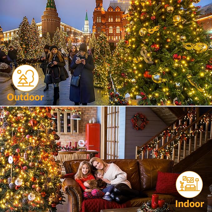 300 LED Christmas Tree Lights with Remote, 8 Lights Modes with Timer& Memory Function, Warm White Christmas Lights Waterproof for Outdoor Indoor Christmas Decorations