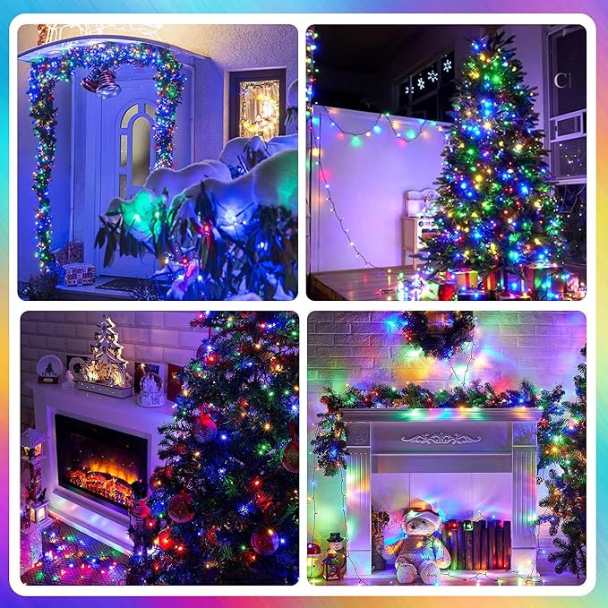 Weillsnow 328 FT 1000 LED Christmas String Lights with Remote & Timer, 8 Lighting Modes Twinkle Lights, Waterproof Fairy Lights For Outdoor Bedroom Backyard Tree Wall Christmas Decoration (Multicolor)