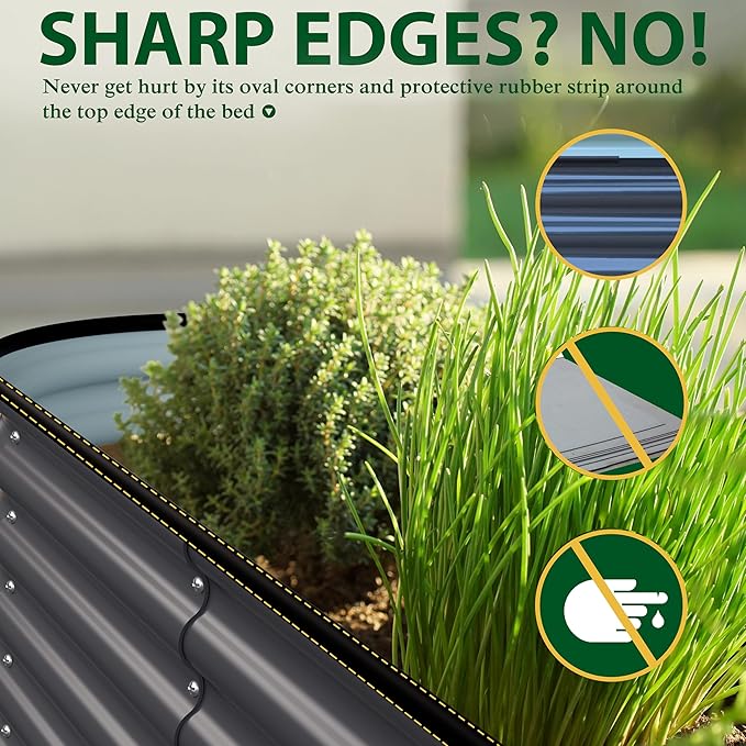 MUPATER 24''H Raised Garden Bed, 8x4FT Galvanized Raised Garden Bed W/ 3 Aluminum Support Rods, Mutli in 1 Modular Raised Planter Box Outdoor for Vegetables, Plants, Grey