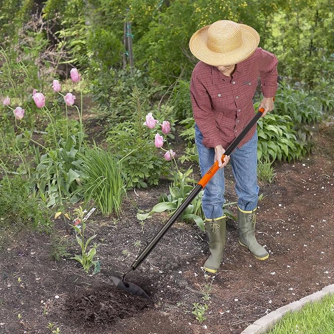 Hoe Garden Tool, Heavy Duty Garden Hoe for Weeding, Metal Garden Hoe with Long Handle, 58 Inches