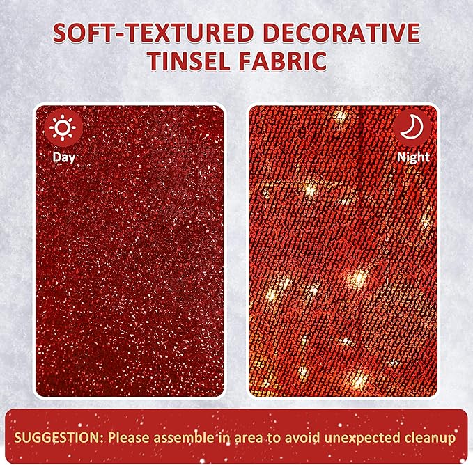 Light Up Electric Santa Claus Decor with 100 LED Lights, 3D Pre-Lit Animated Santa Claus for Xmas Decoration, 14" L x 10" W x 27" H Freestanding Glittered Display for Outdoor, Indoor